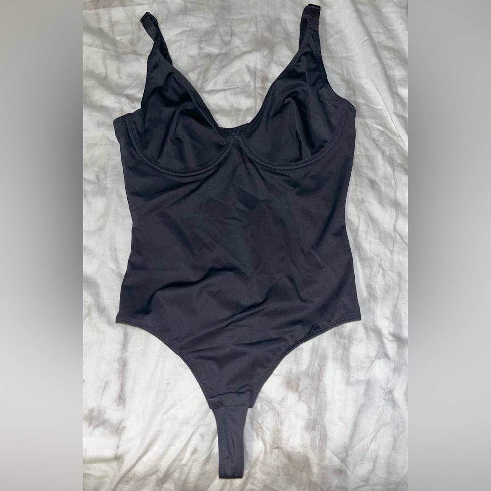 Black Deep V-Neck Bodysuit